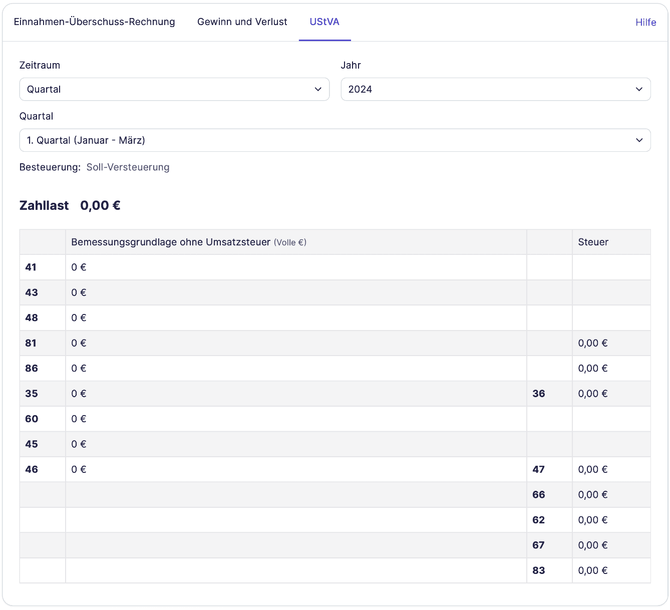 Umsatzsteuervoranmeldung Screenshot belegFuchs