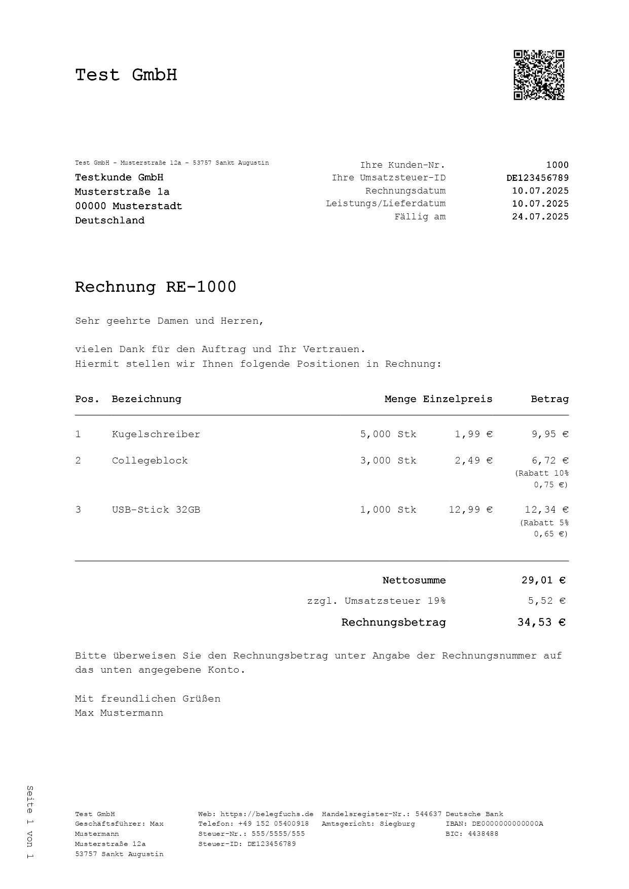 Rechnungsdesign Technisch